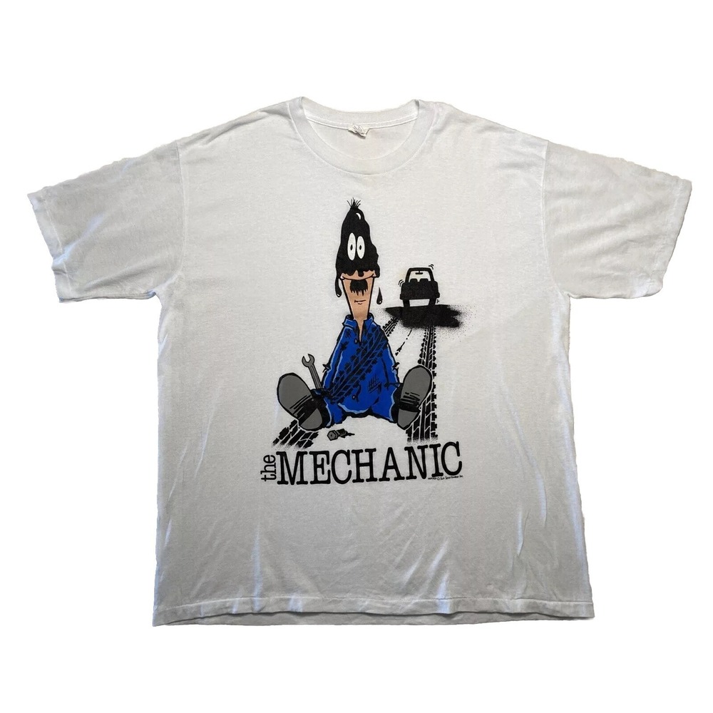 The Mechanic Vintage SUN SPORTSWEAR Graphic Shirt Single Stitch Size XL 80's‎